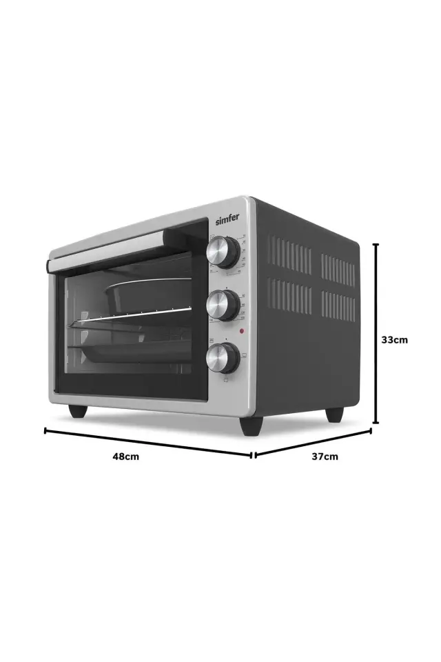 Simfer 3426 İnox Gri 34 LT Statik Mini/Midi Fırın - 4 Fonksiyon, Programlanabilir Pişirme & Isı Kontrol