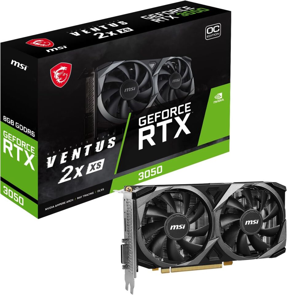 MSI GeForce RTX3050 VENTUS 2X XS 8G OC GDDR6 128bit DX12 Gaming (Oyuncu) Ekran Kartı
