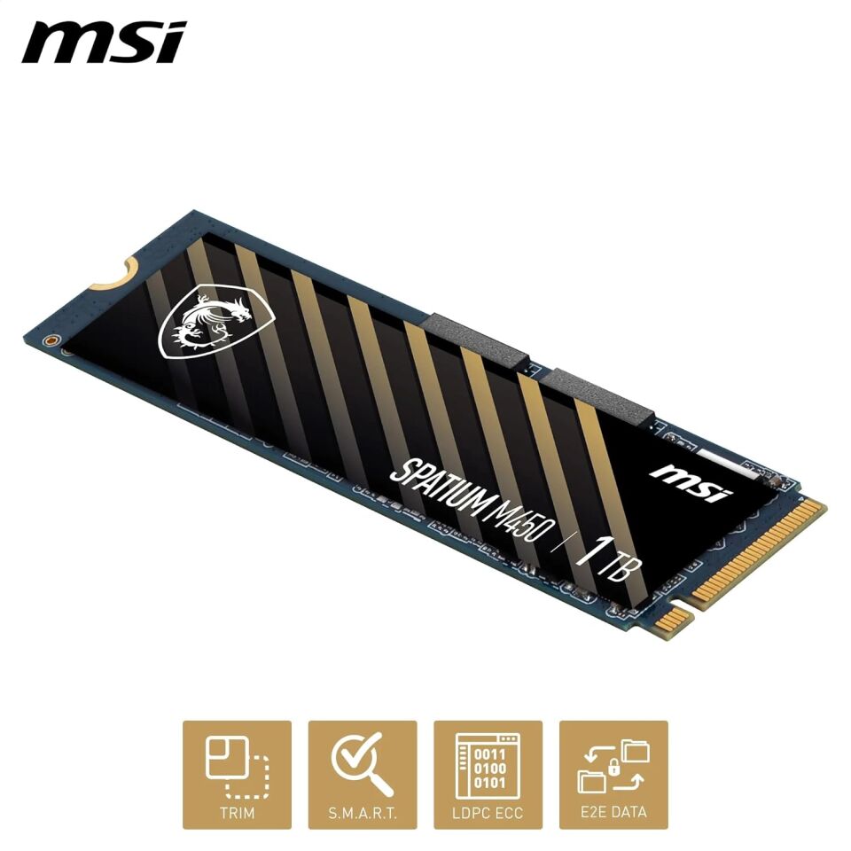 MSI Spatıum M450 Pcıe 4.0 Nvme M.2 1tb V1 Okuma 3400mb / Yazma 2400mb Ssd