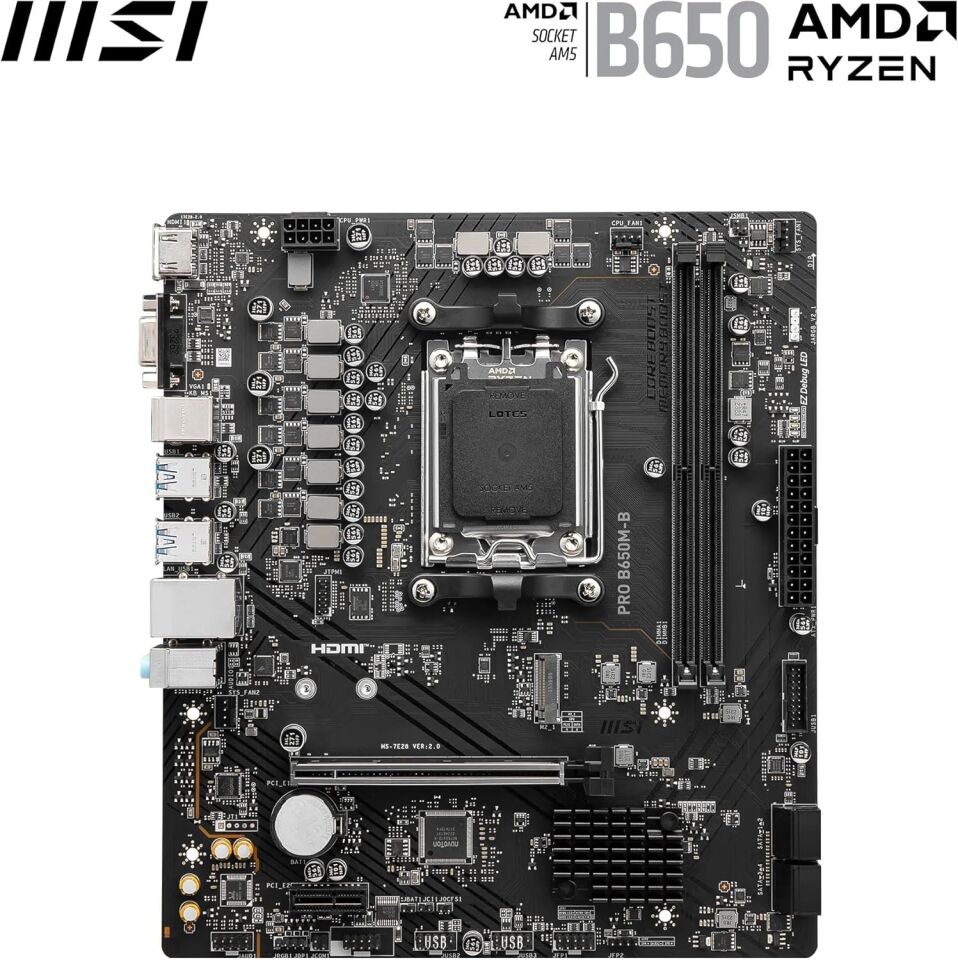 MSI PRO B650M-B DDR5 AMD B650 AM5 Soket DDR5 6800+(OC)MHz mATX Anakart