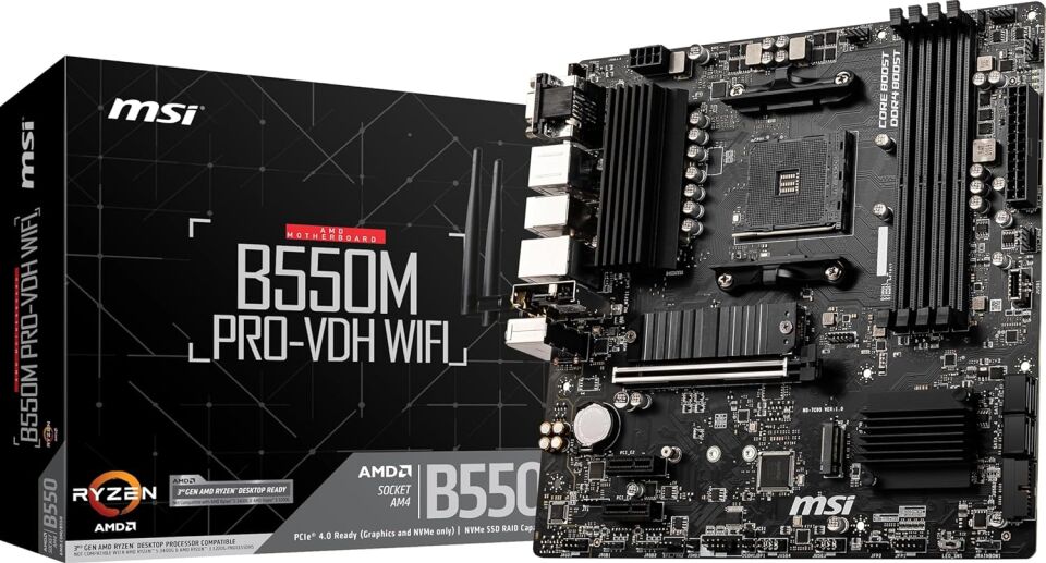 MSI B550M PRO-VDH DDR4 M2 PCIe NVME HDMI DP PCIe 16X v4.0 AM4 mATX