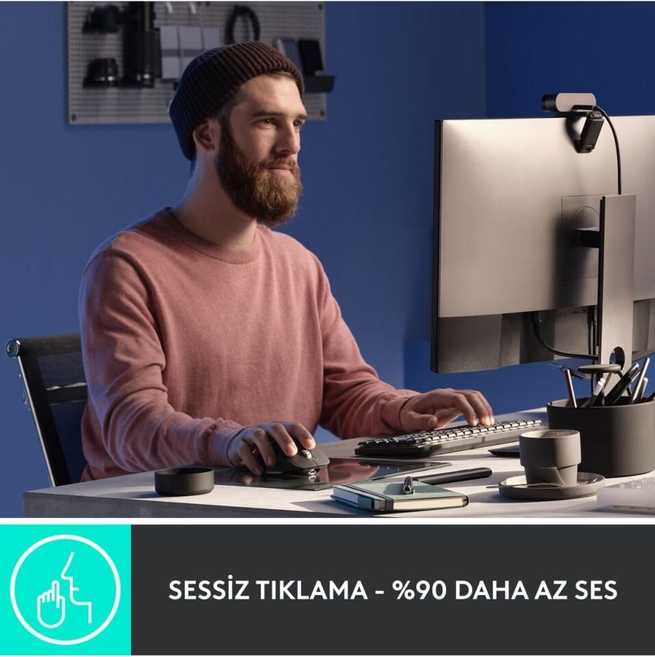 logitech MX Master 3S Performans 8000 DPI Optik Sensörlü Sessiz Kablosuz Mouse - Siyah 910-006559