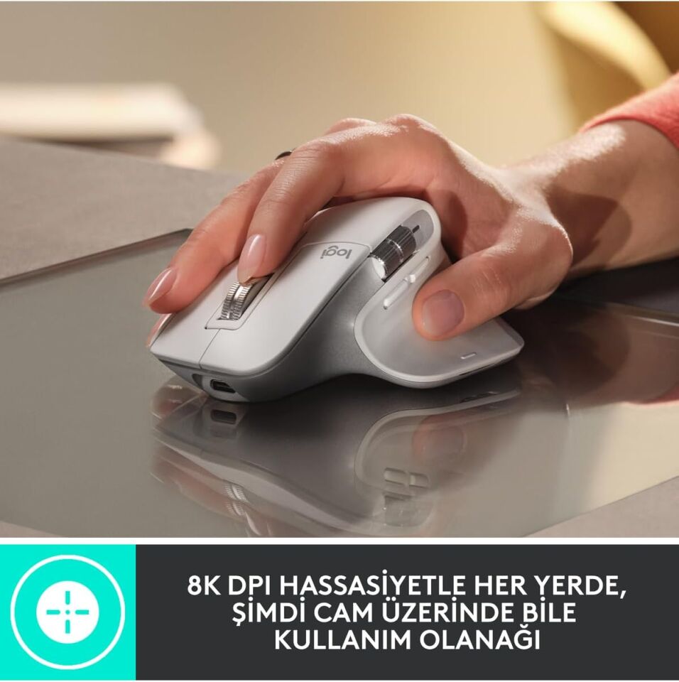 logitech MX Master 3S Performans 8000 DPI Optik Sensörlü Sessiz Kablosuz Mouse - Siyah 910-006559