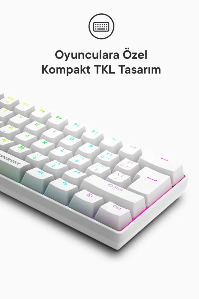 Everest Amber Type-C Bağlantılı RGB Ledli Mekanik Gaming Oyuncu Klavye Q Red Switch