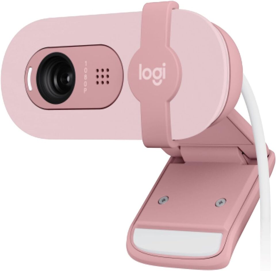 logitech BRIO 100 Full HD 1080p Gizlilik Kapaklı Mikrofonlu Web Kamerası - Pembe