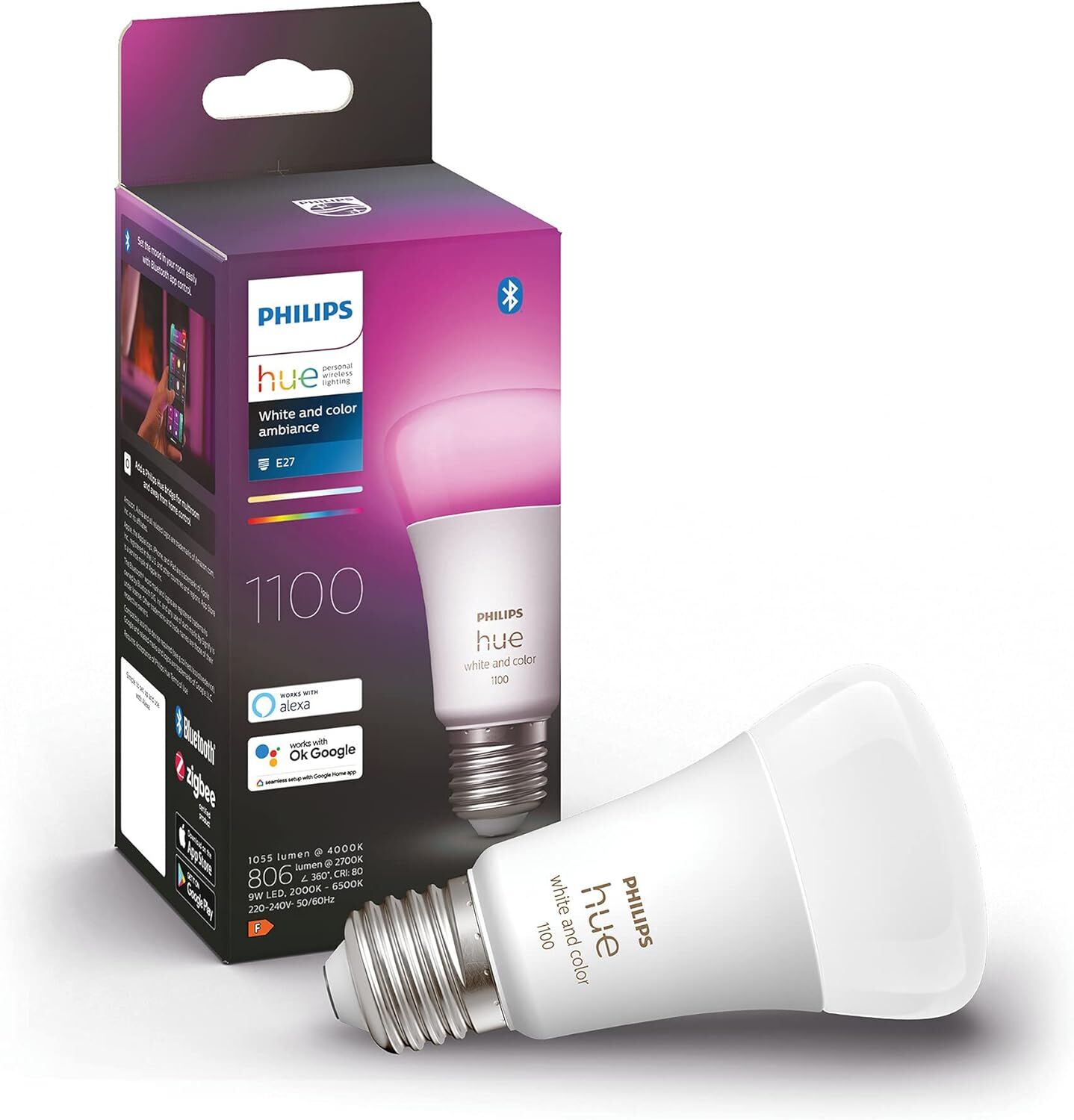 Philips HueWCA 9-75W E27 1100 Lumen Renkli Akıllı Ampul A60