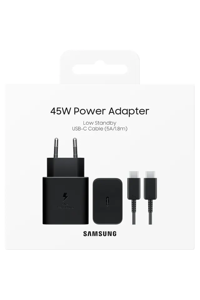 Samsung EP-T4511X Type-C Süper Hızlı Şarj Cihazı 45W Siyah Samsung Türkiye Garantili