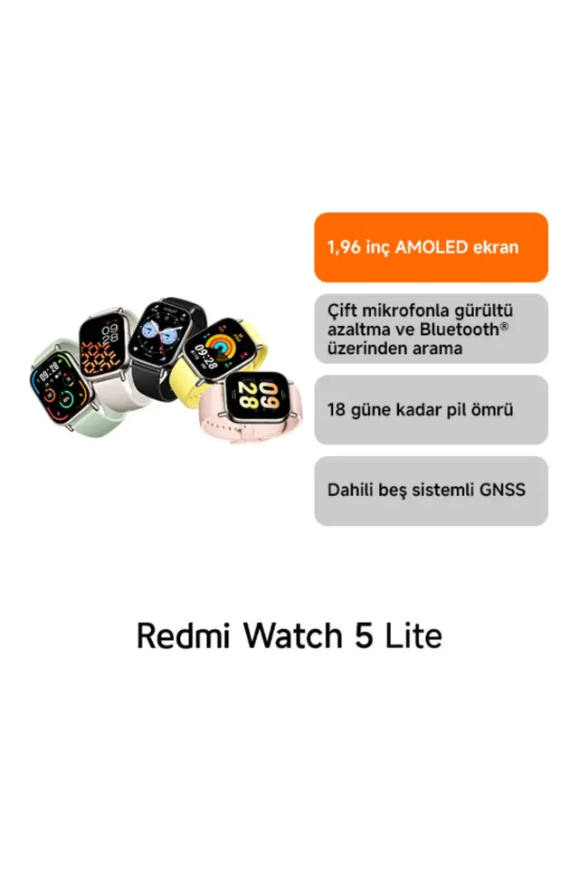 Xiaomi Redmi Watch 5 Lite Siyah Akıllı Saat - Sesli Görüşme Özellikli, Sağlık Takibi (Xiaomi TR Garantili)