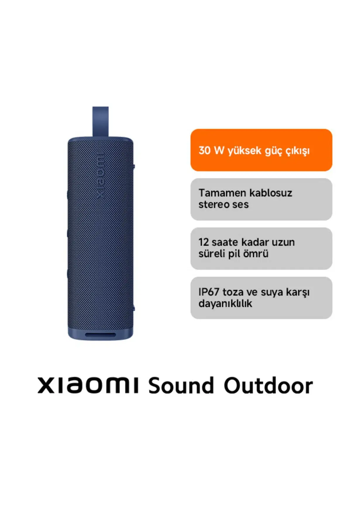 Xiaomi Sound Outdoor 30W IP67 Taşınabilir Bluetooth Hoparlör Mavi (Xiaomi Türkiye Garantili)