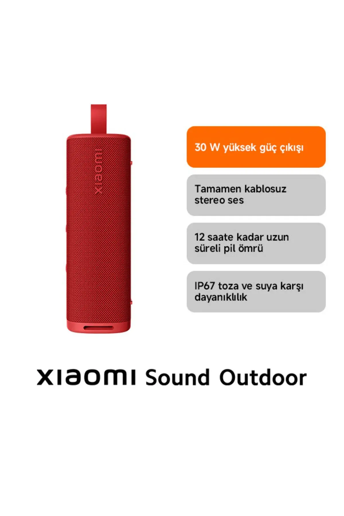 Xiaomi Sound Outdoor 30W IP67 Taşınabilir Bluetooth Hoparlör Kırmızı (Xiaomi Türkiye Garantili)