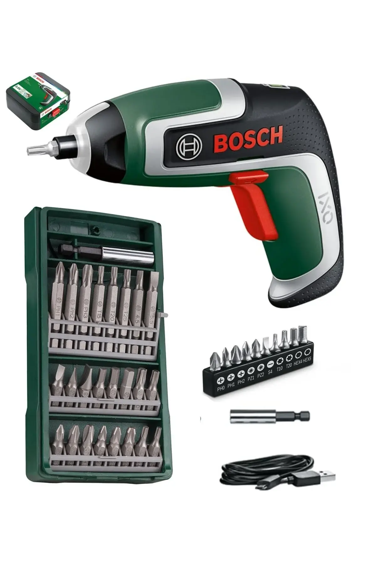Bosch Şarjlı Tornavida Şarjlı Mini Matkap Ixo 7 Nesil + 25 Parça Vidalama Ucu Seti