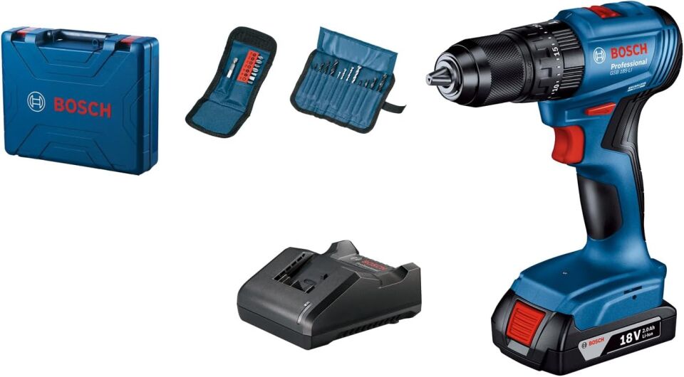 Bosch Professional Gsb 185-LI 2.0AH Tek Akülü Darbeli Matkap 23 Parça Set Hediyeli - 06019K3102