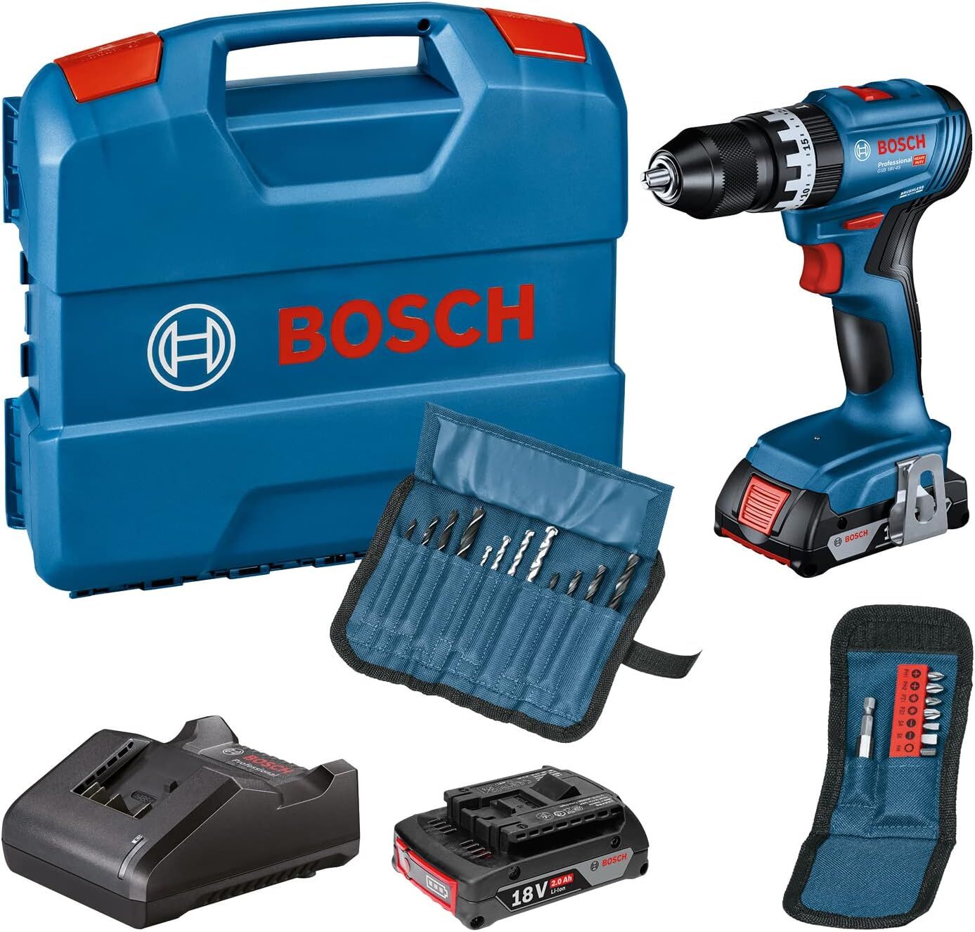 Bosch Professional Gsb 185-LI 2.0AH Tek Akülü Darbeli Matkap 23 Parça Set Hediyeli - 06019K3102