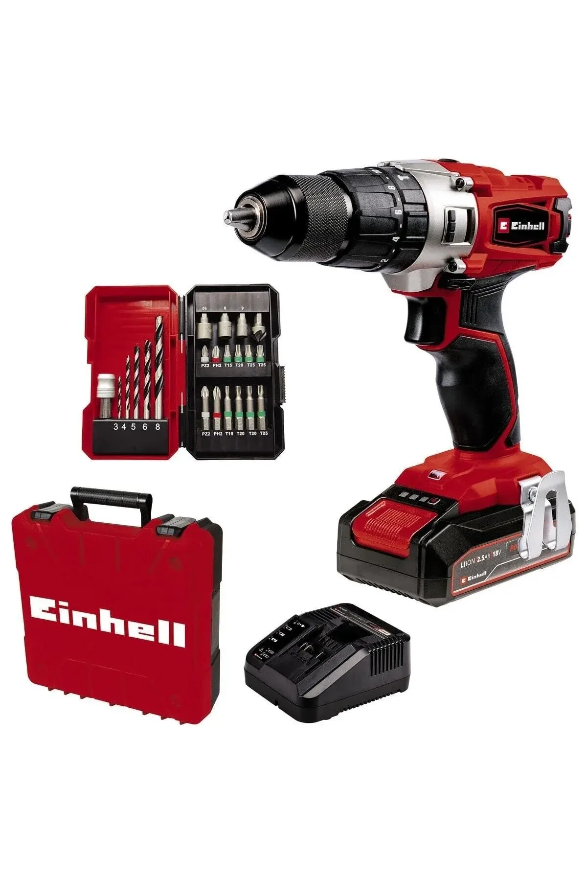 Einhell TE-CD 18/2 Li-i +22 (1x2,5 Ah), Akülü Darbeli Vidalama Seti